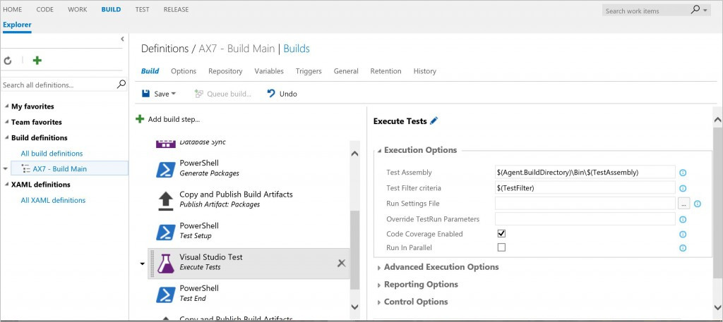 Execute Tests pane.