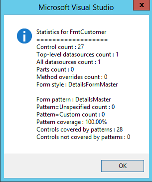 Dialog box showing 100% pattern coverage.