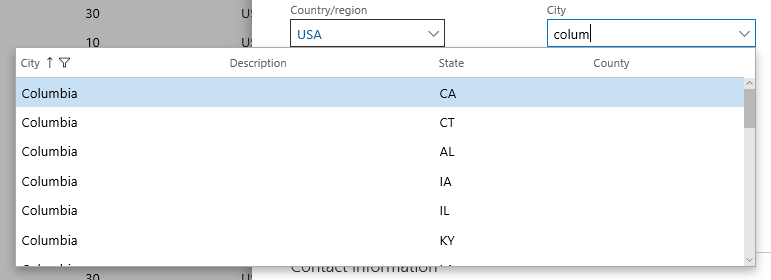 Eksempel på oppdatering av oppslagsfilter.