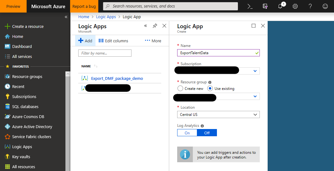 Side for å opprette logisk app.