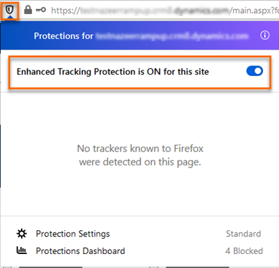 Konfigurere delen for sporingshindring i FireFox Konfigurer delen for sporingshindring i Firefox.