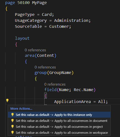 Kodehandling for å flytte programområde fra felt til side