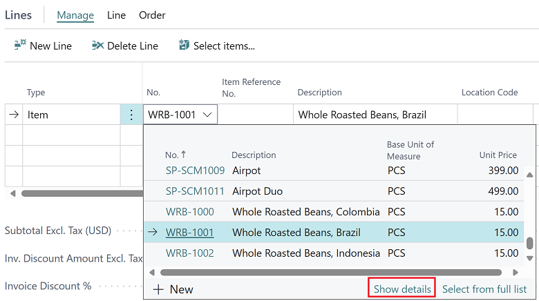 Vis ny Vis detaljer-handling på oppslagsdialogboks. 