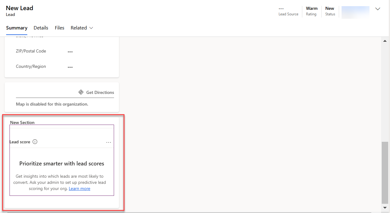 Skjermbilde av kontrollprogrammet Prediktiv poengsum lagt til i skjemaet.
