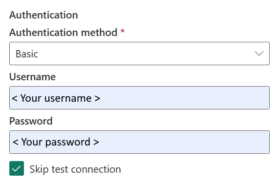 Screenshot showing the basic authentication method.