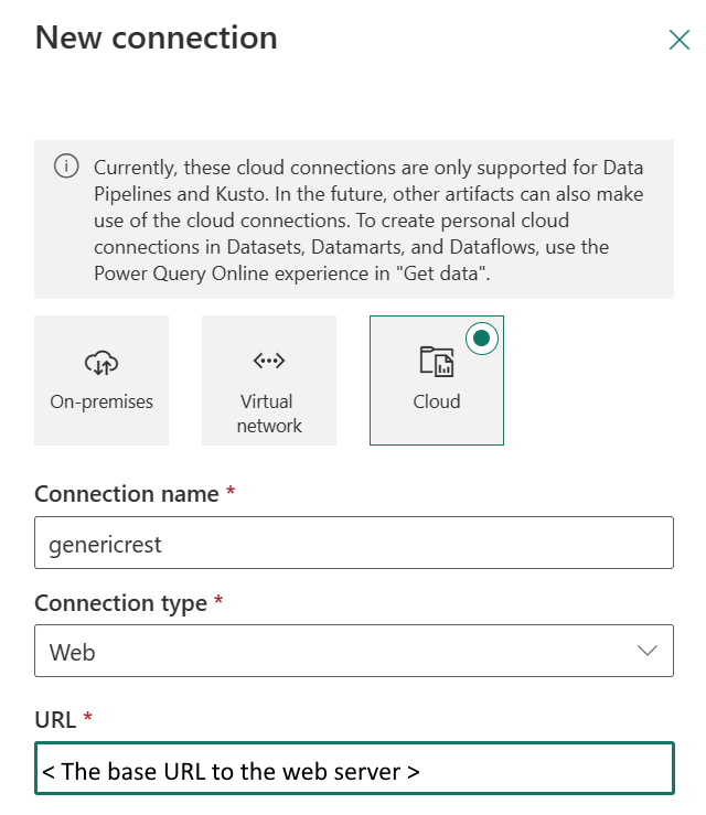 Screenshot showing how to set a new connection.