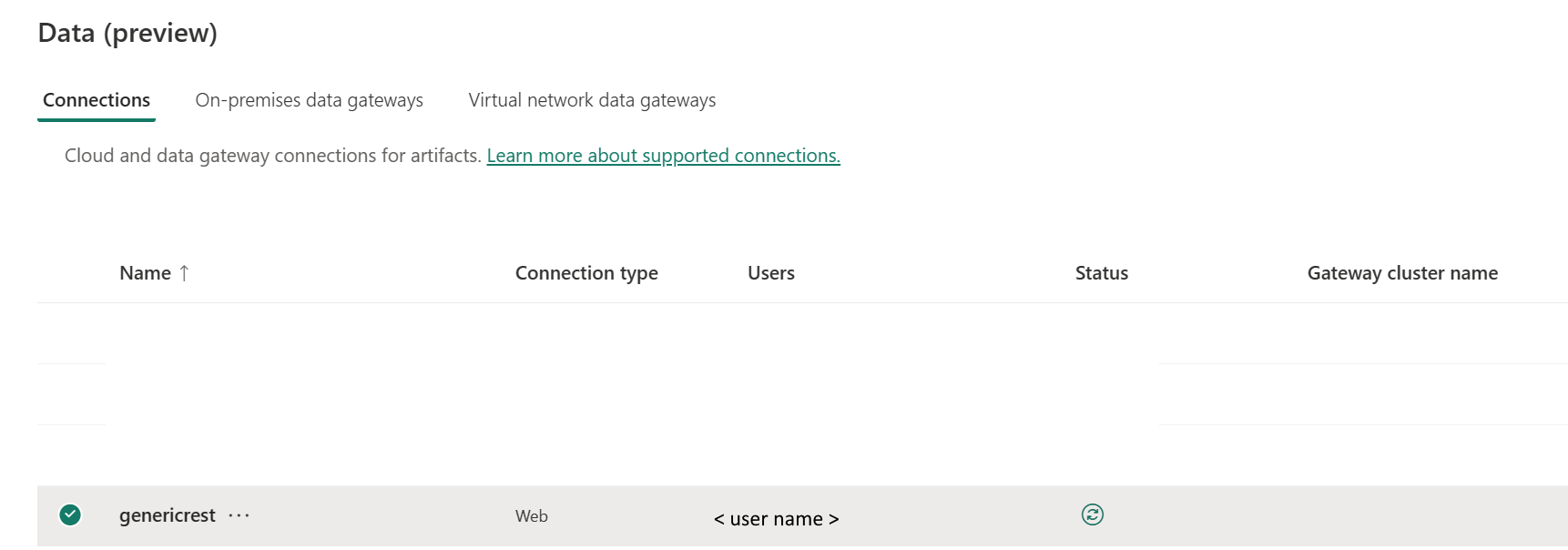 Screenshot showing connection page.