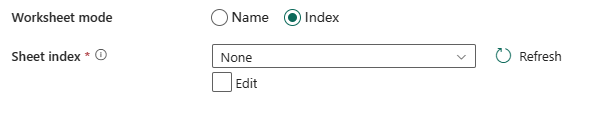 Screenshot showing selecting Index under Worksheet mode.