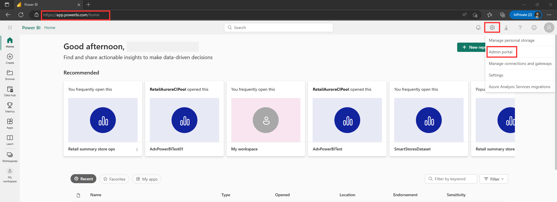 The image shows how to admin portal in power platform admin center.