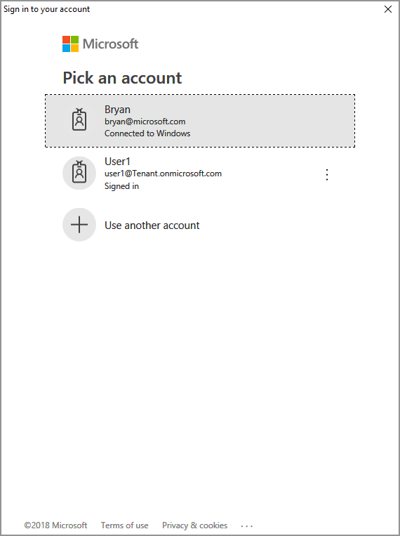 Visual Studio acquire token sign-in
