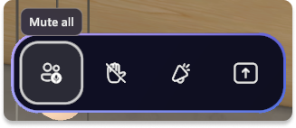 Mute all button highlighted in host panel