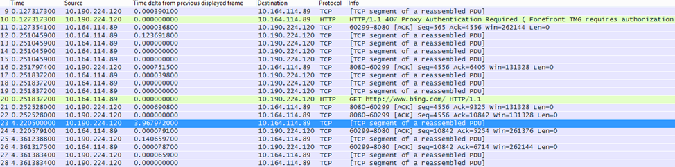 I Wireshark kan kolonnen «Tidsdelta fra tidligere vist ramme» gjøres ved å høyreklikke på feltet med samme navn i rammedetaljene og velge Legg til som kolonne.