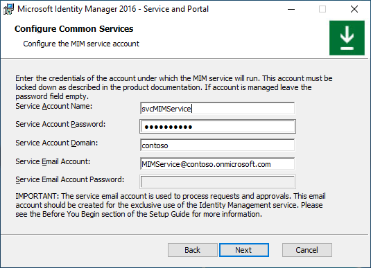 Configure the MIM service account image - option C