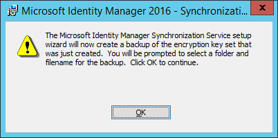 MIM Sync backup encryption key notice image