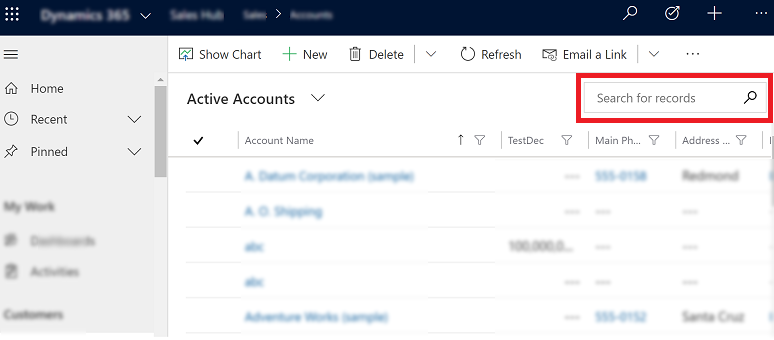 Hurtigsøk med én tabell.