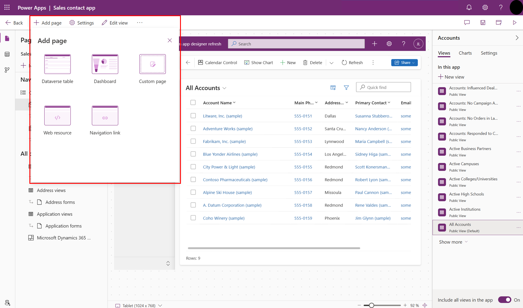 Legg en siden i en modelldrevet app.