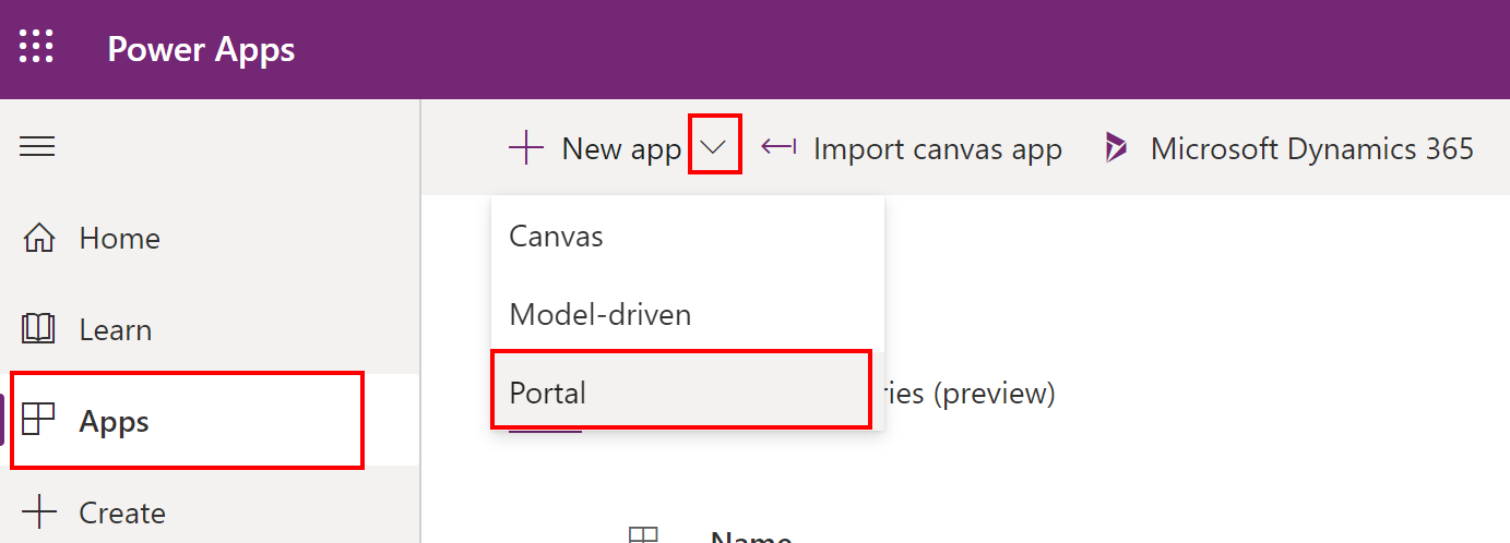 Opprette Power Apps-portal