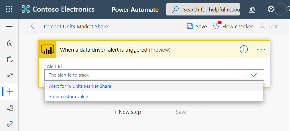 Screenshot that shows how to select the name of the alert.