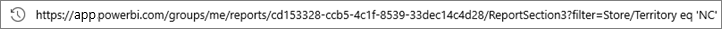 Skjermbilde av URL med filter.