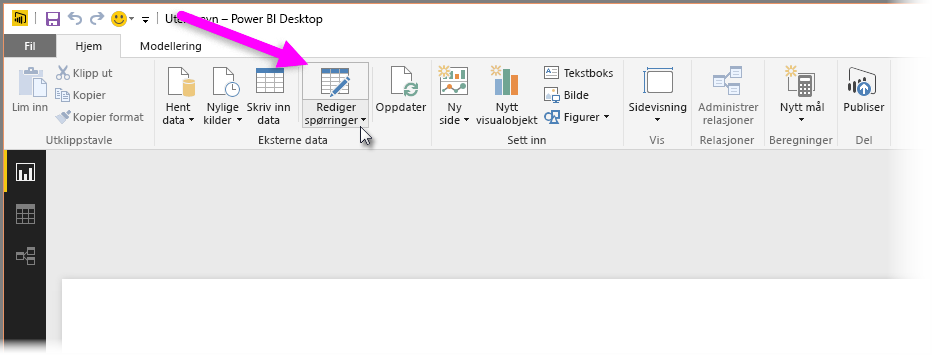 Screenshot of the Power Query Editor in Power BI Desktop, showing the Transform data selection.