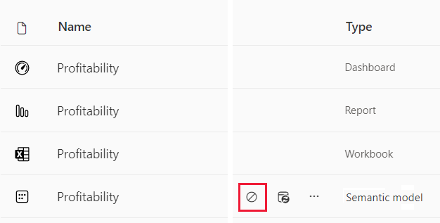 Et skjermbilde av hvordan du stopper en semantisk modelloppdatering.