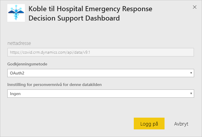 Hospital Emergency Response Decision Support Dashboard app authentication dialog