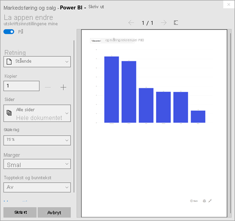 Screenshot of Print window with print settings displayed.