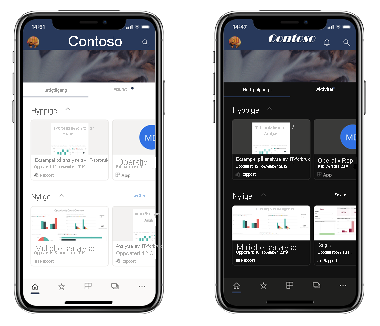 Image if Power BI light mode and Power BI dark mode.