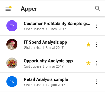 Apper i Power BI-mobilappen