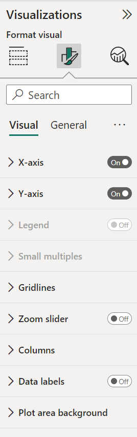 Screenshot of the Format visual pane in the report editor.