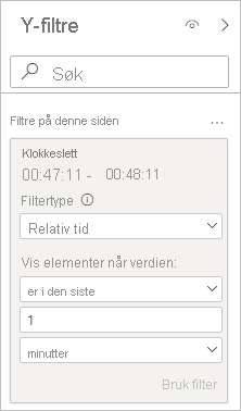 Screenshot showing a filter card with a Filter type of Relative time selected.
