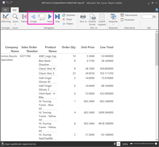 Screenshot showing buttons to run the report.