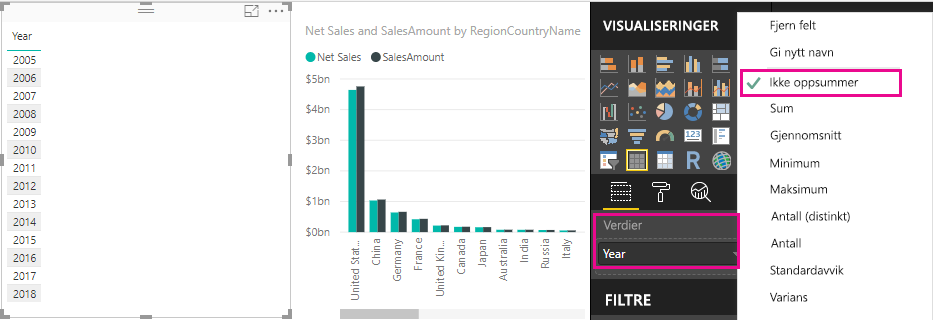 Skjermbilde av menyen som velger Ikke oppsummer.