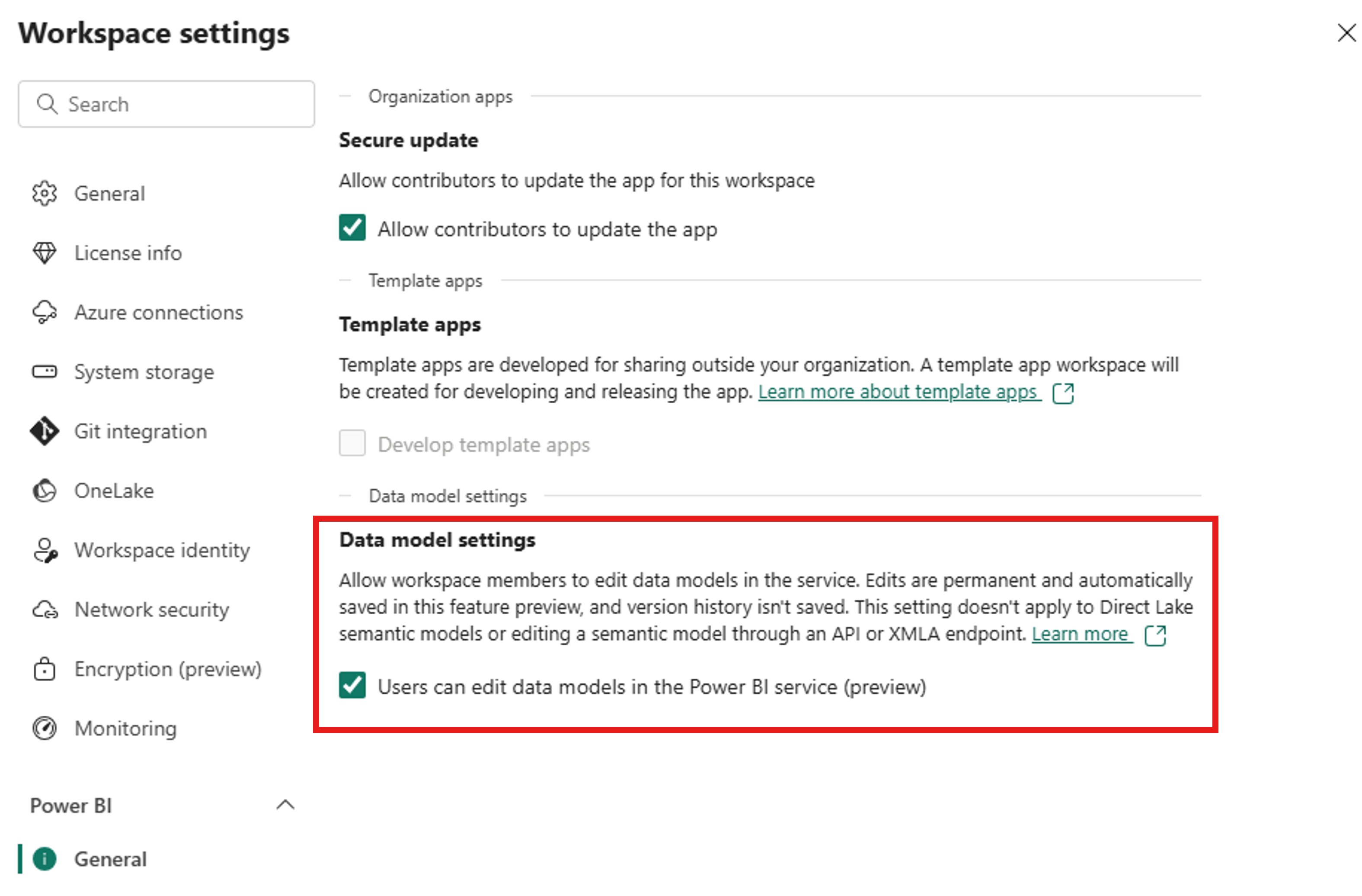 Screenshot of enable preview feature.