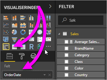 Screenshot of the Visualizations pane with the slicer visual icon and the Field well called out.