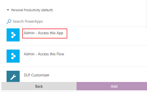 Velg Administrator – Tilgang til denne appen for å bygge inn denne appen i Power BI.
