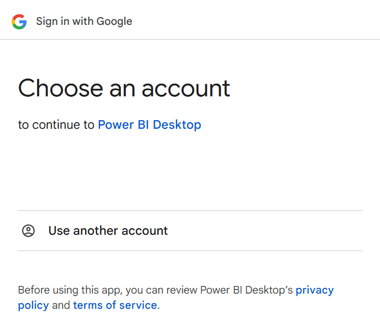 Skjermbilde av dialogboksen for Google-pålogging der du logger på kontoen din.
