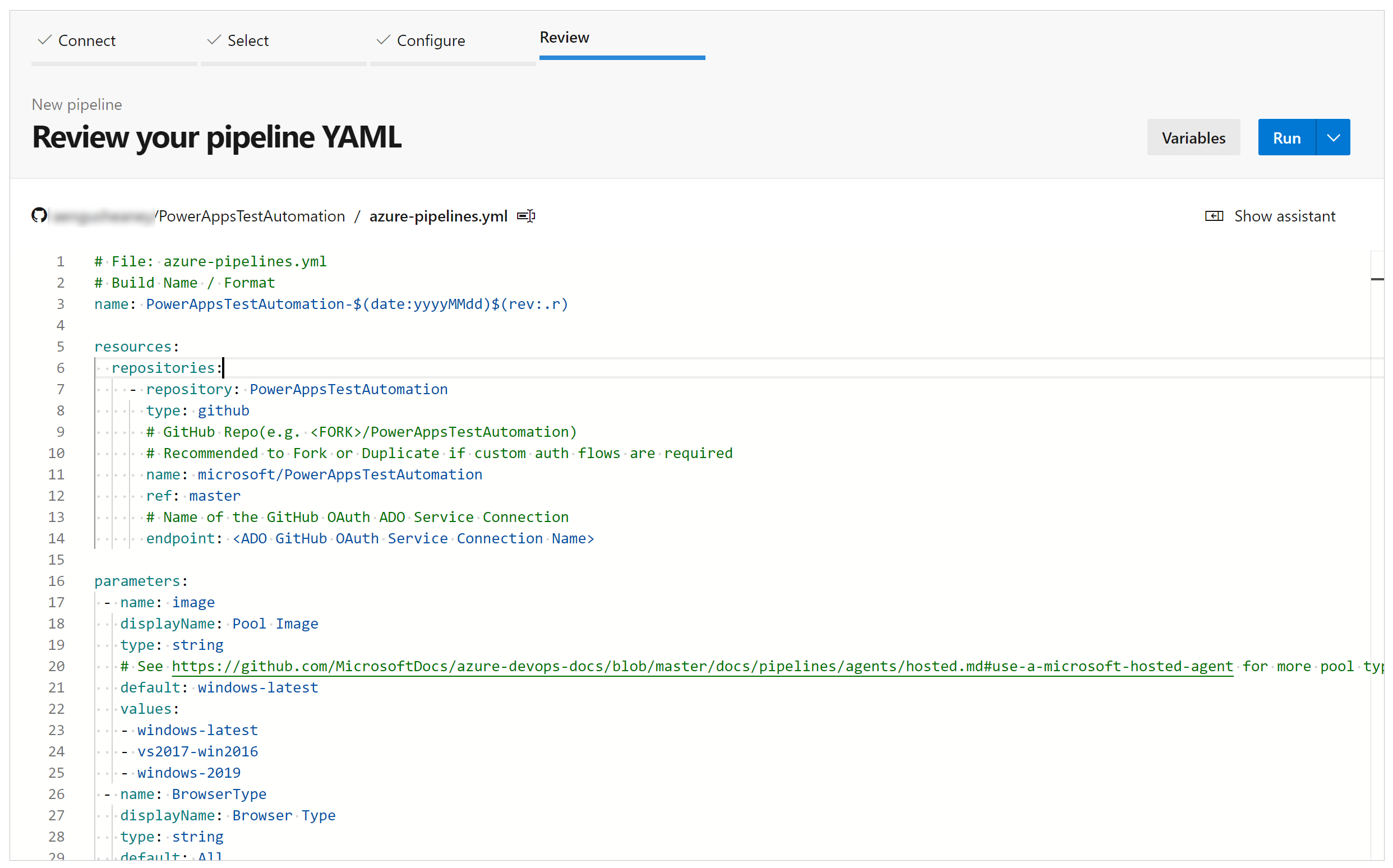 Se gjennom Azure YAML Se gjennom Azure YAML.