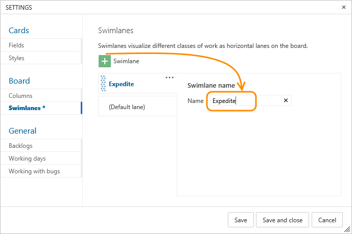 Kanban board, Add a swimlane