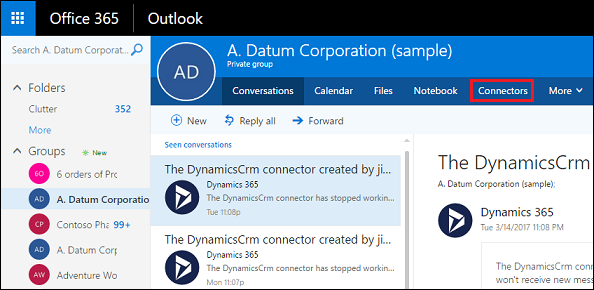 Click Office 365 Groups Connectors.