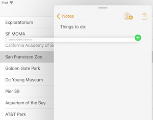Drag and drop example from custom app into Notes app