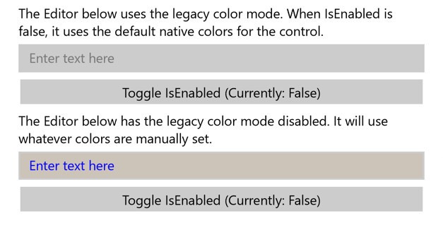 Legacy color mode disabled