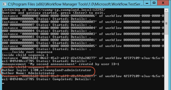 Figure 11. Testing the workflow