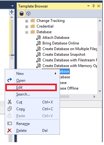 Screenshot of Edit a template.