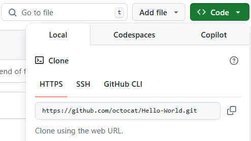 Skjermbilde av rullegardinmenyen Kodeknapp med klonealternativer.