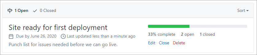 Skjermbilde av en GitHub-prosjekttavle.