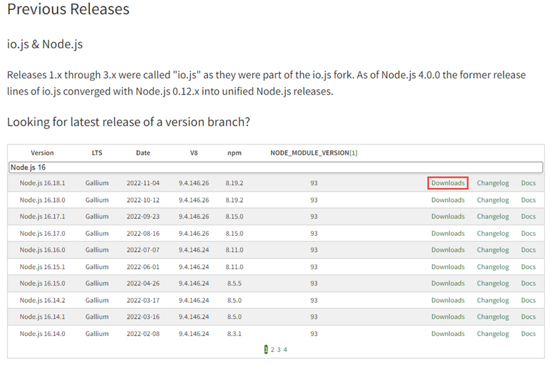 Screenshot of the pre-built installers.