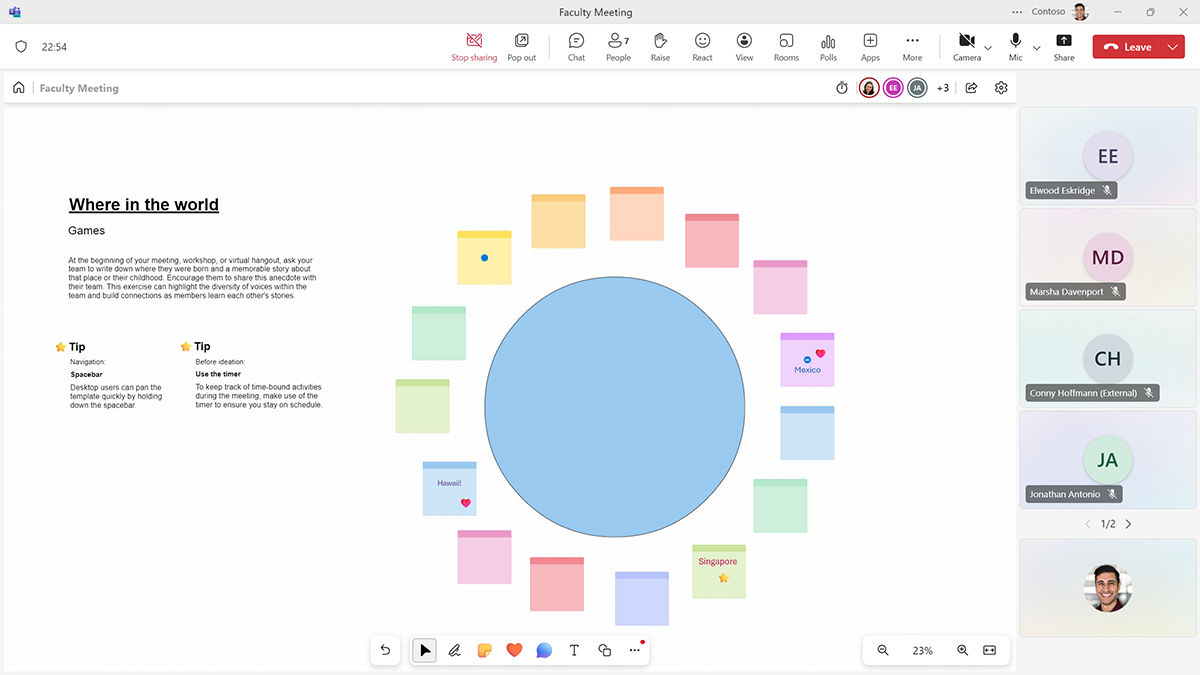 Screenshot of a whiteboard in a Teams meeting with contributions from attendees.