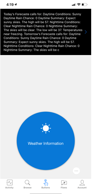 Mobile screenshot of the Weather information notification.