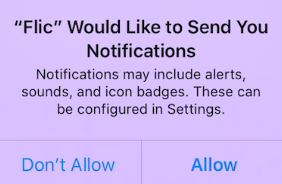 Screenshot of the Flic notification request.